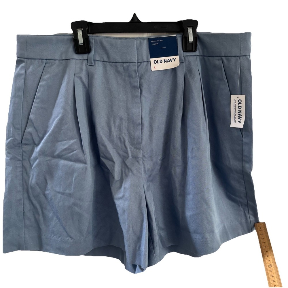 Old Navy‎ Women's Size L Blue Extra High-Waisted 5" Taylor Trouser Shorts NWT